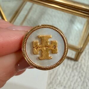 Tory Burch ICON Gold Mother of Pearl CIRCLE Ring - NWT/Dust Bag size 8
